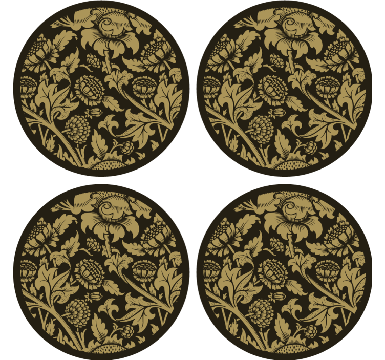 Dessous de verre vintage motif floral doré - TenStickers