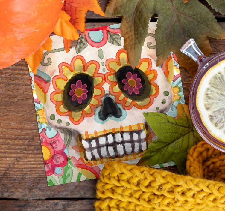 Dessous de verre halloween tête de mort colorée - TenStickers