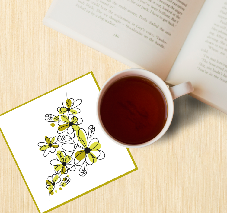 Dessous de verre design fleur jaune - TenStickers