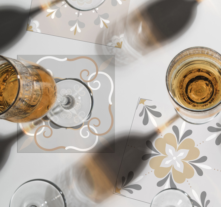 Dessous de verre inspiré de tuiles florales - TenStickers