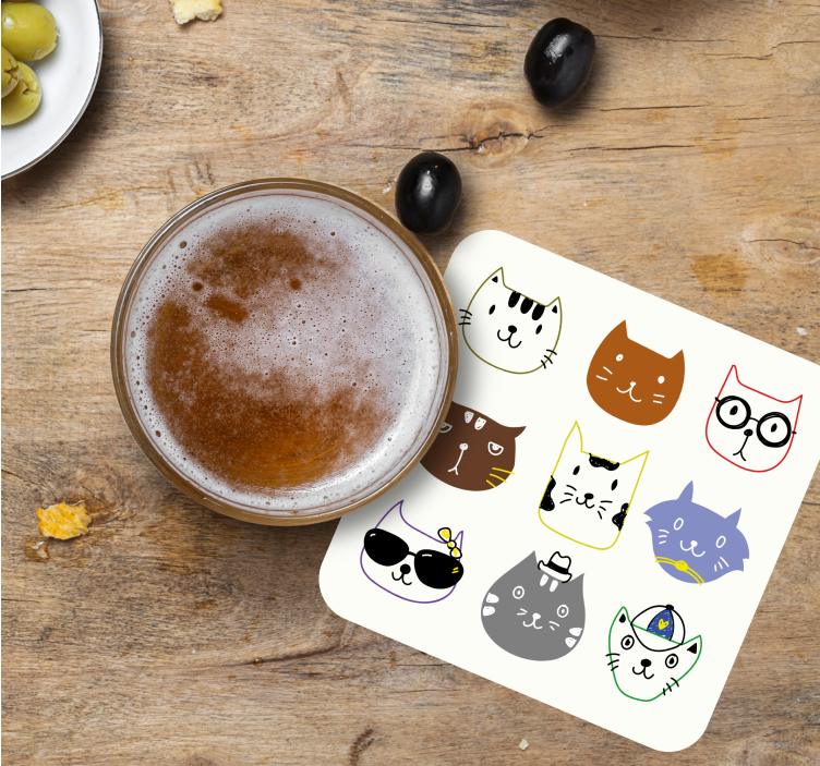 Dessous de verre bizarre Chats drôles colorés mignons - TenStickers