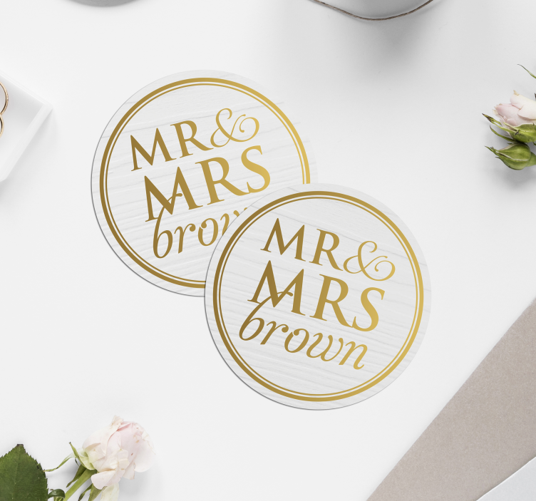 Dessous de verre mariage M Mme personnalisable - TenStickers