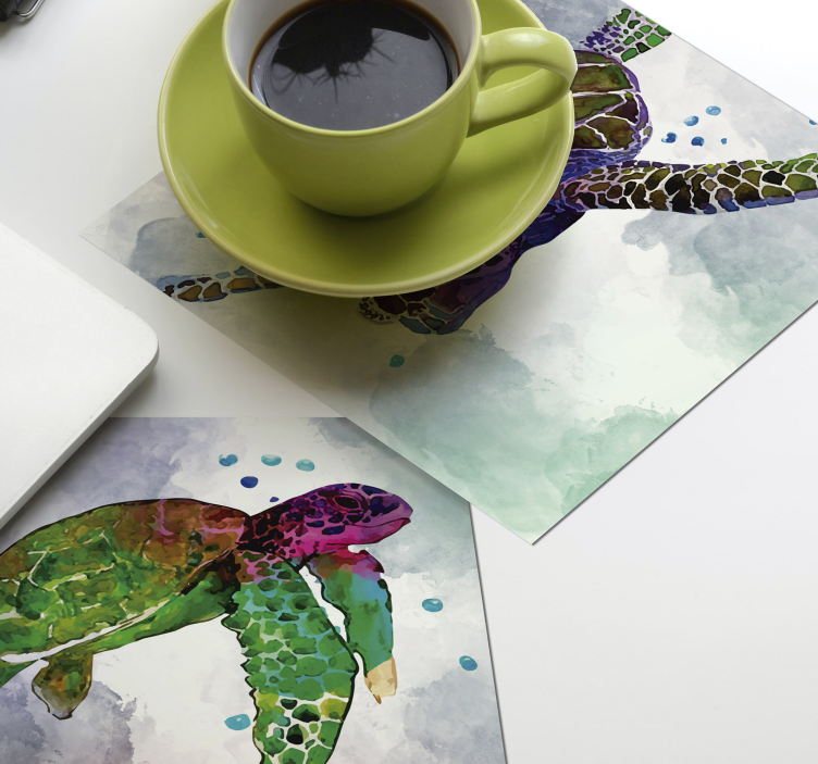 Dessous de verre vintage tortues de mer colorées - TenStickers