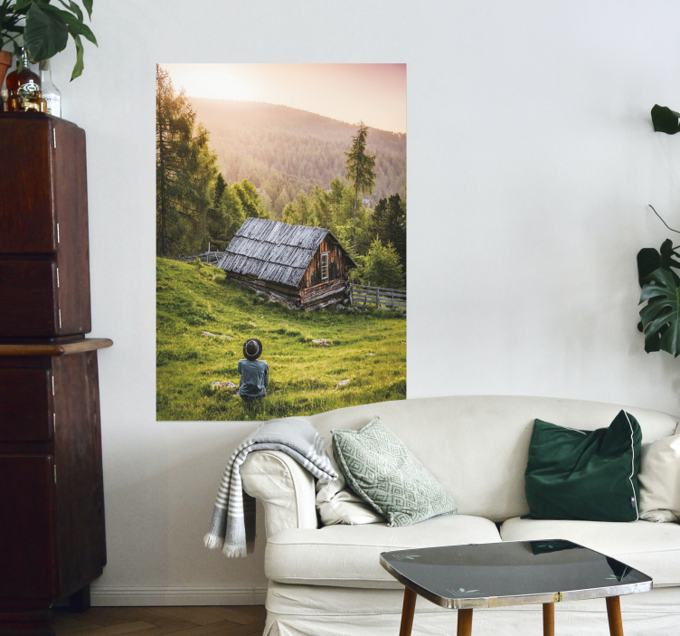 Maison de paysage sur l'affiche de la forêt - TenStickers
