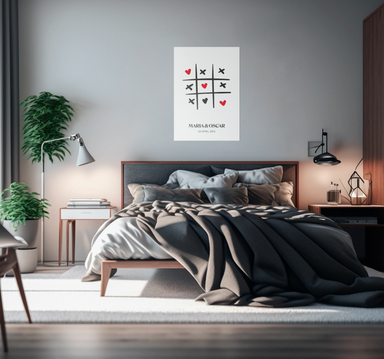 Tic tac toe amour affiche personnalisable - TenStickers