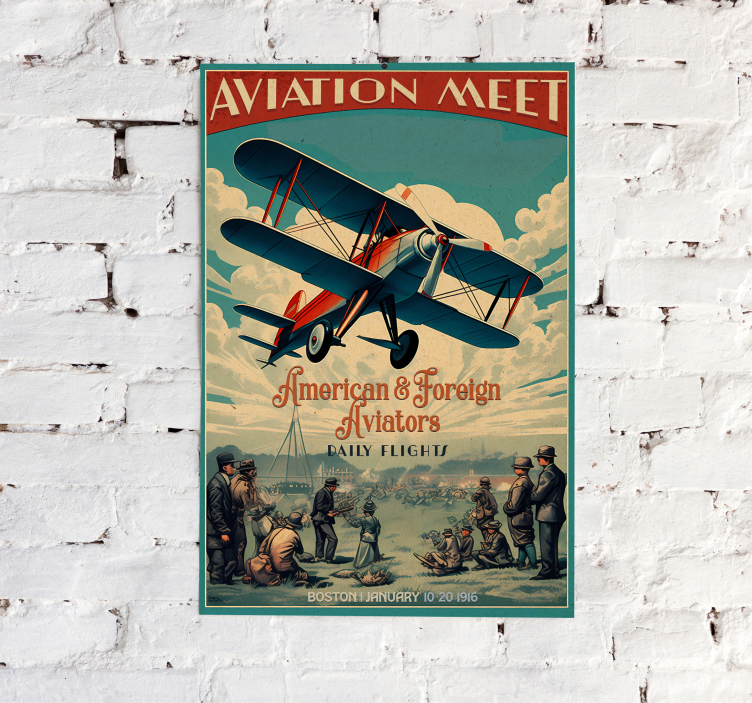 Poster vintage rencontre d'aviation - TenStickers