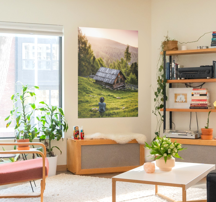 Maison de paysage sur l'affiche de la forêt - TenStickers