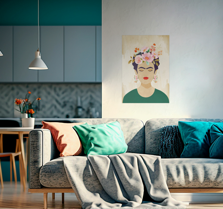 Poster art femme avec des fleurs - TenStickers