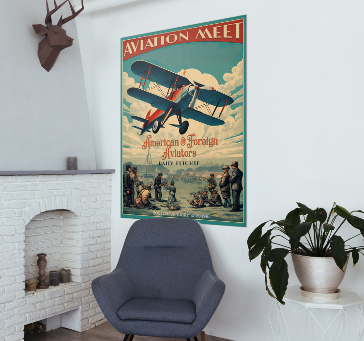 Poster vintage rencontre d'aviation - TenStickers