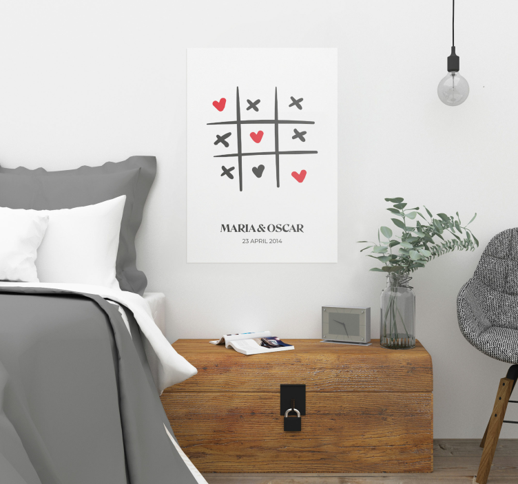 Tic tac toe amour affiche personnalisable - TenStickers