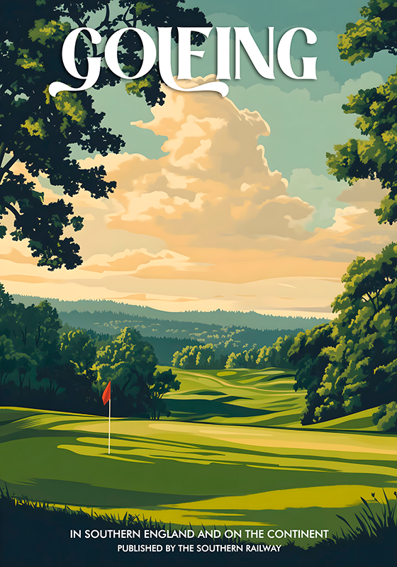 Poster sports paysage de golf vintage - TenStickers