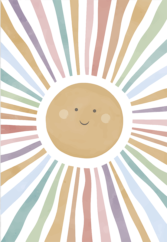 Poster chambre enfant soleil heureux - TenStickers