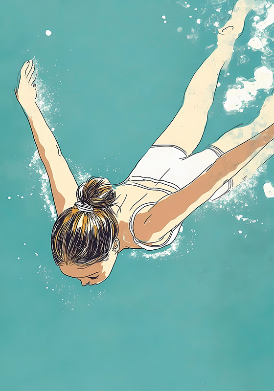 Poster dessin artistique nageur - TenStickers