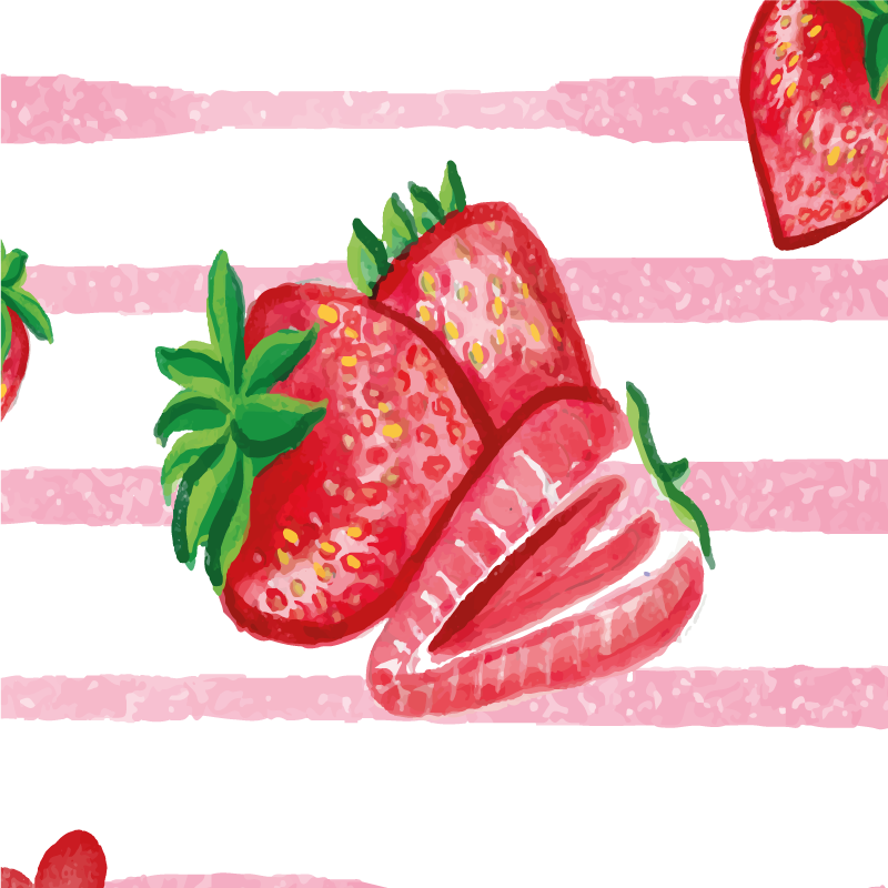 Poster cuisine fraises sans fin sur fond rayé - TenStickers