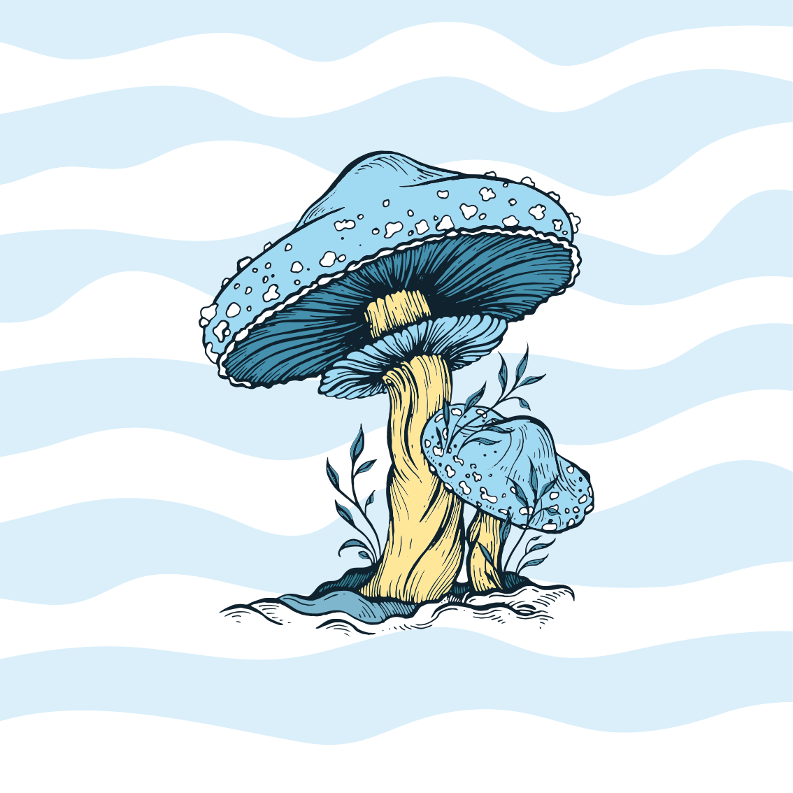 Poster cuisine illustration champignon bleu - TenStickers