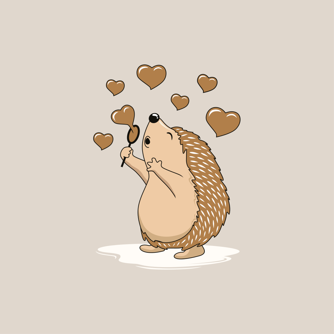 Poster cuisine hérisson avec cœurs d'amour - TenStickers
