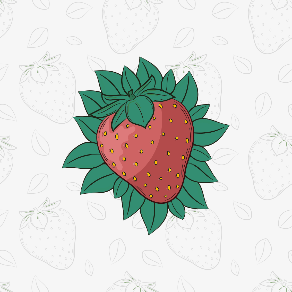 Poster cuisine fraises juteuses et feuilles vertes - TenStickers