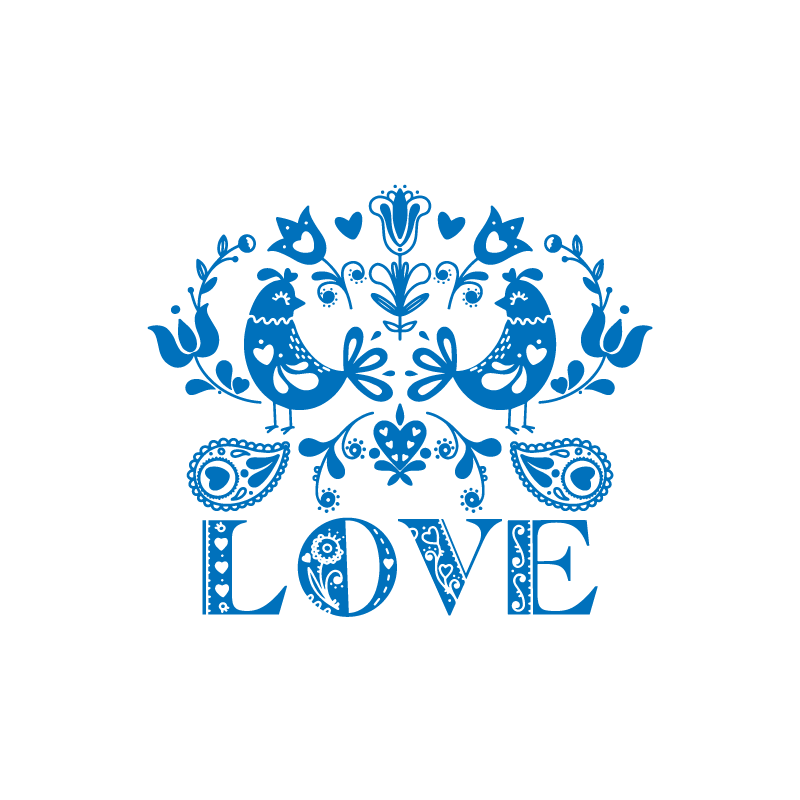 Poster cuisine signe d'amour en fleurs polonaises - TenStickers