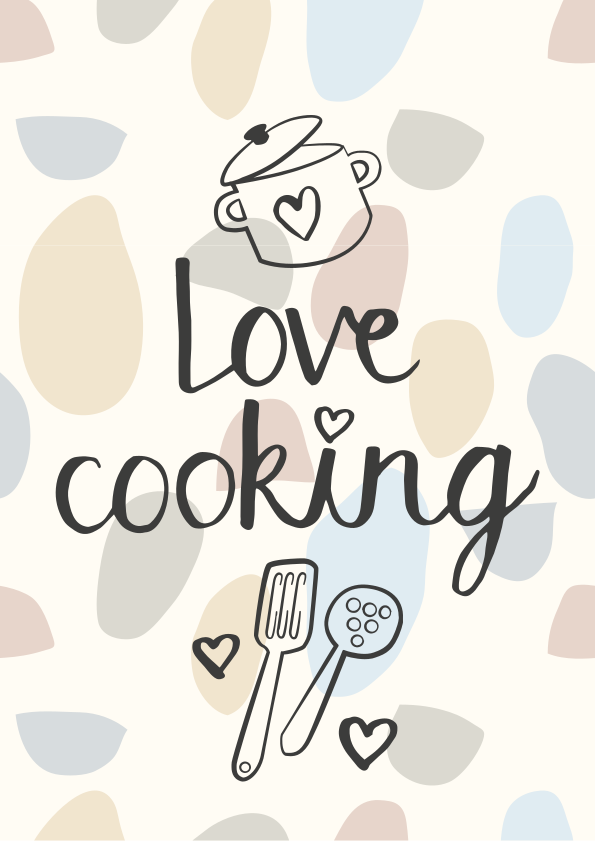 Poster cuisine texte j'adore cuisiner - TenStickers
