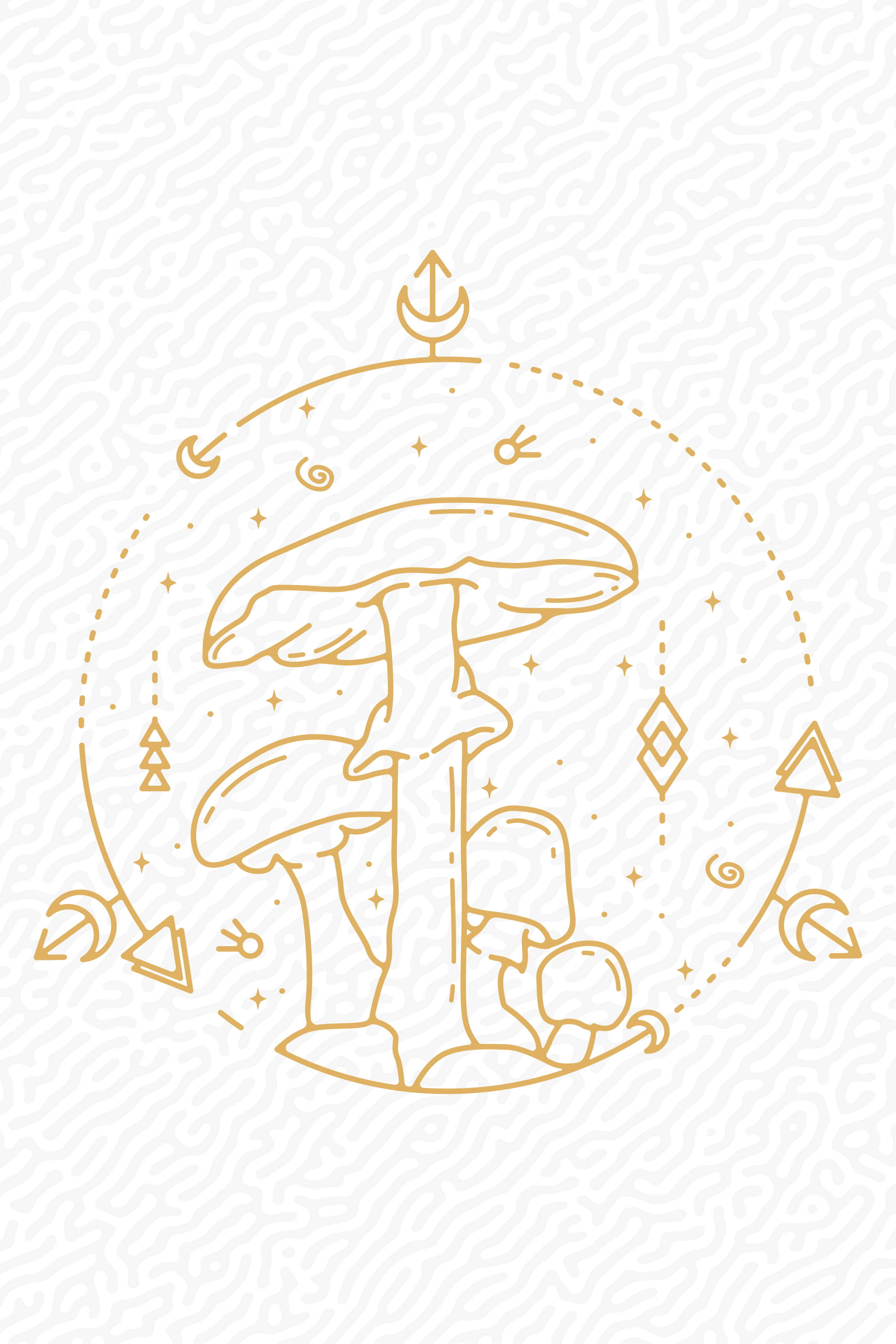 Poster cuisine design monoline de champignon géométrique - TenStickers