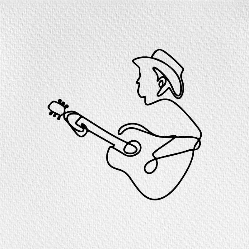 Poster salon design minimaliste de guitariste mignon - TenStickers