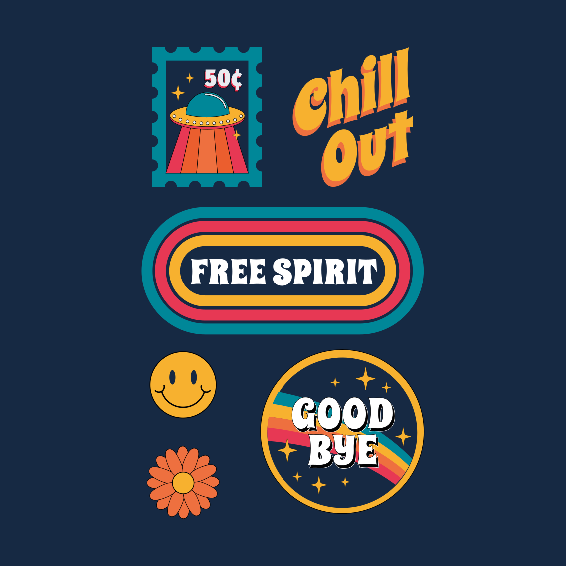 Poster salon ambiance fun et détente des années 70 - TenStickers