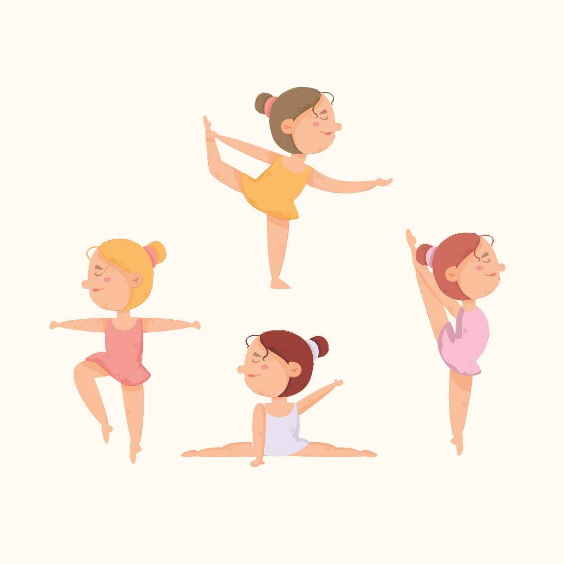 Poster chambre enfant ensemble de ballerines étirant - TenStickers