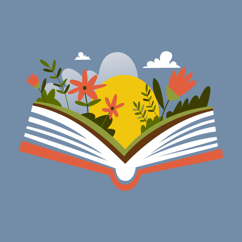 Poster fleurs livre ouvert - TenStickers