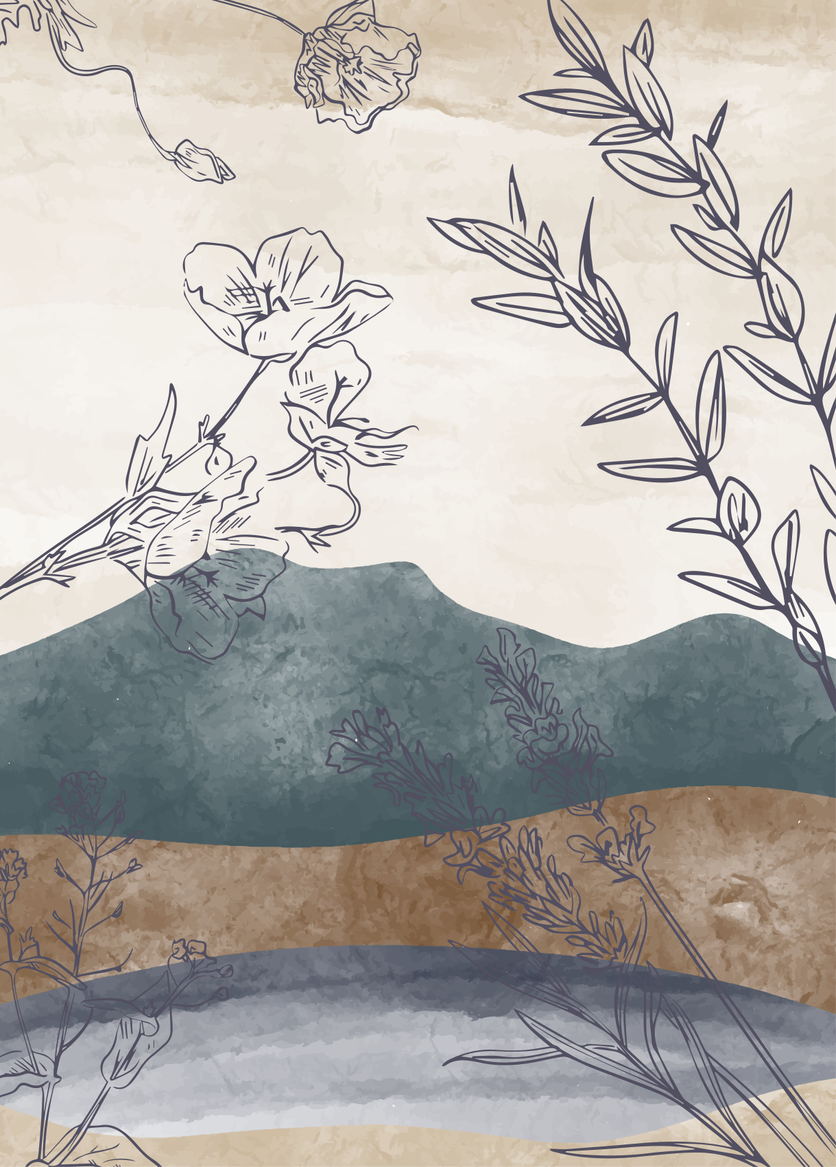 Poster fleurs et plantes silhouette botanique - TenStickers