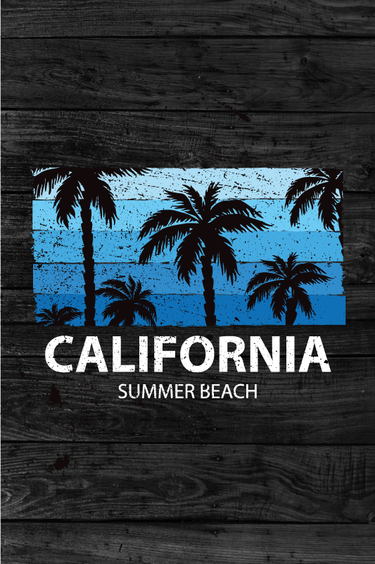 Poster villes et pays affiche plage d'été californie - TenStickers