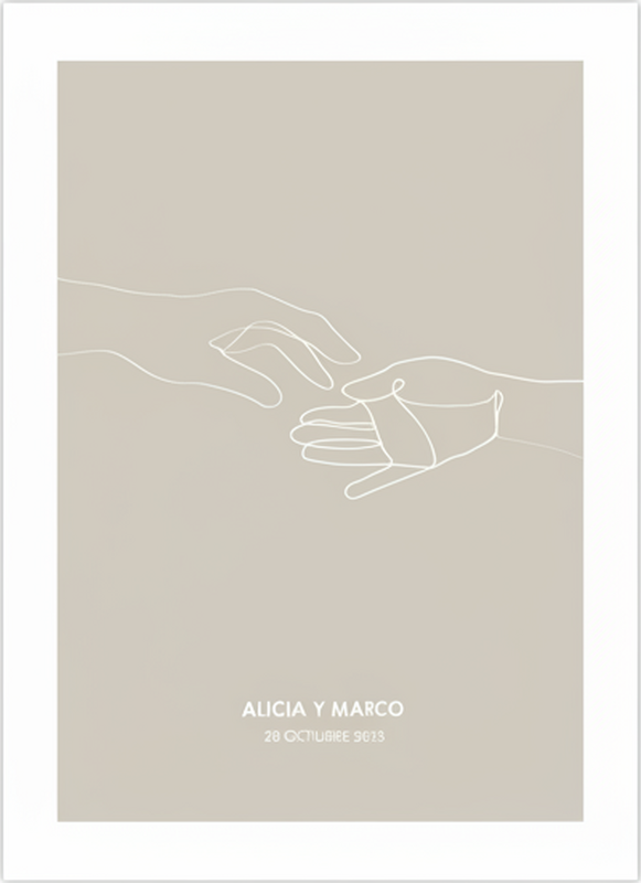 Poster personnalisable mains minimalistes tendues - TenStickers