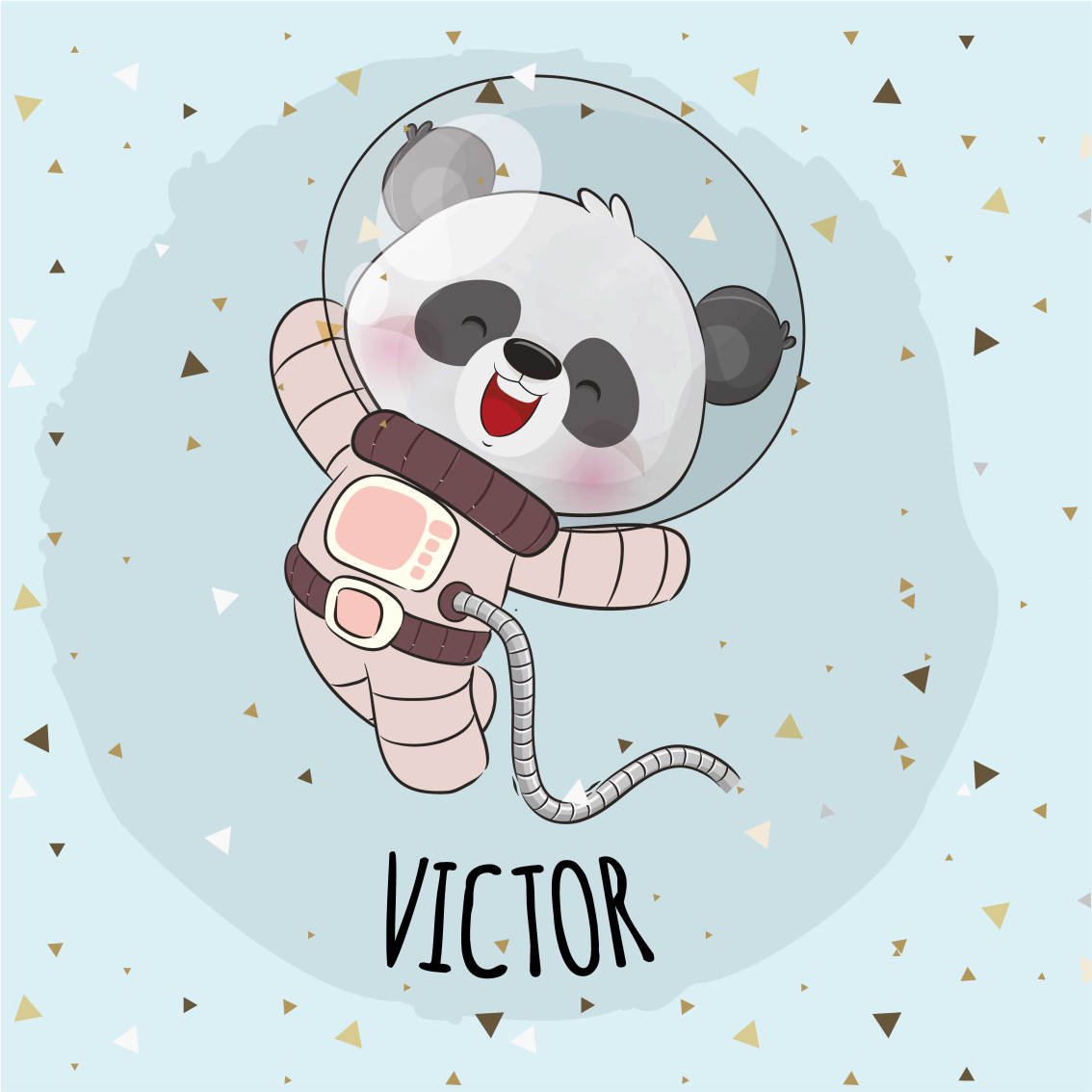 Poster personnalisable panda spatial joyeux - TenStickers