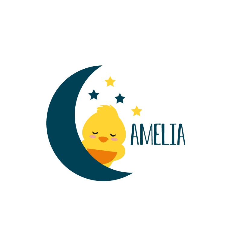 Poster personnalisable poule endormie et lune - TenStickers