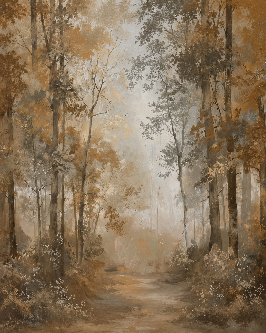 Poster arbre bosquet d'automne doré - TenStickers