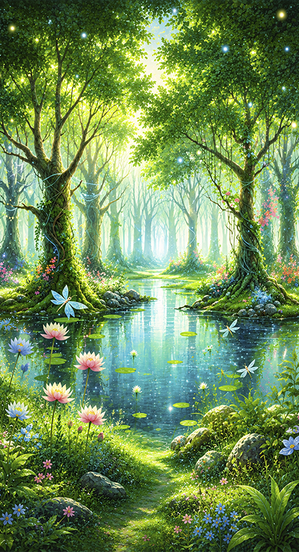 Poster arbre fresque féerique ludique - TenStickers