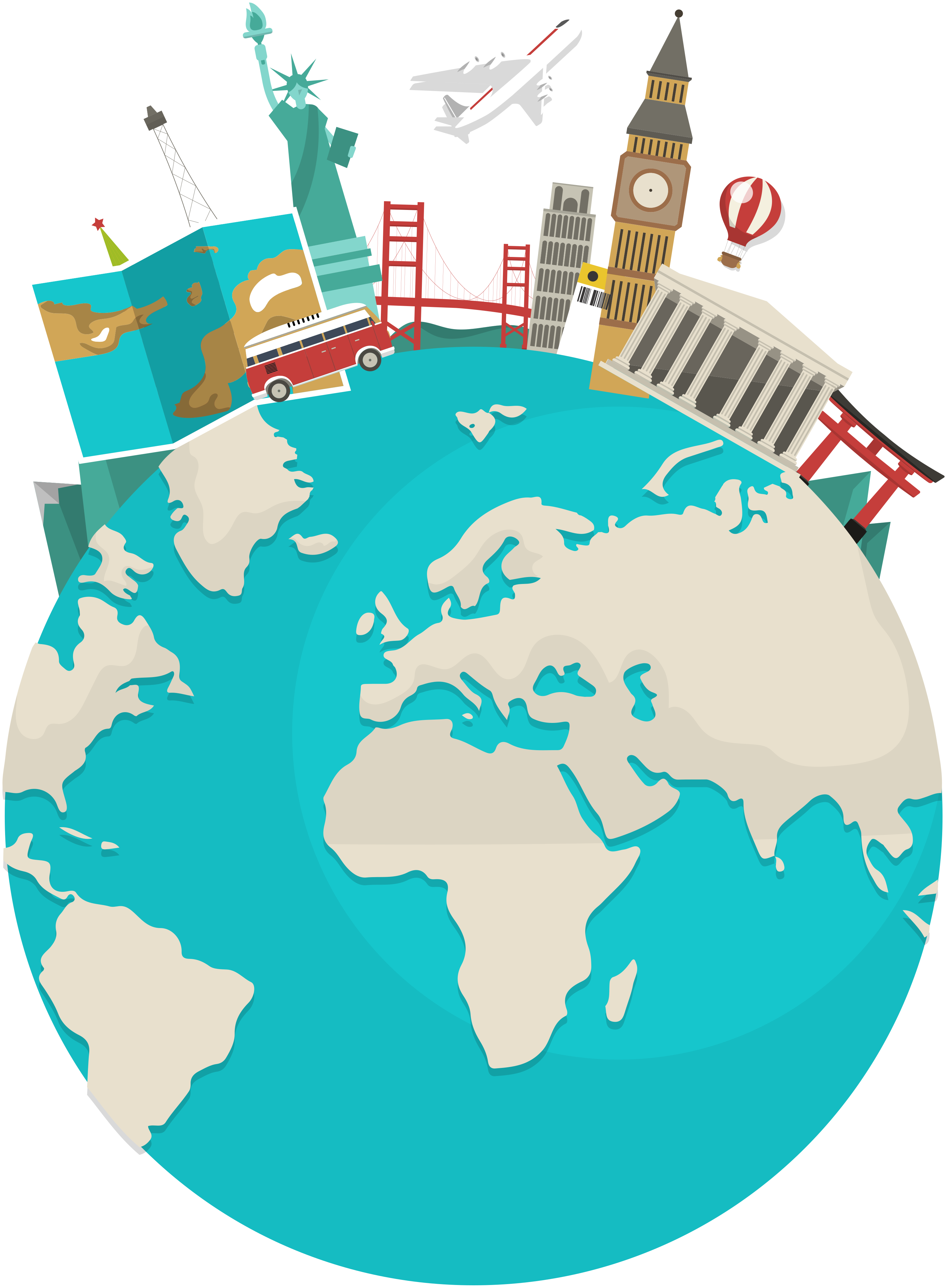 Poster carte du monde carte du tourisme mondial - TenStickers