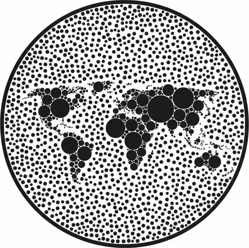 Poster carte du monde design global circulaire - TenStickers
