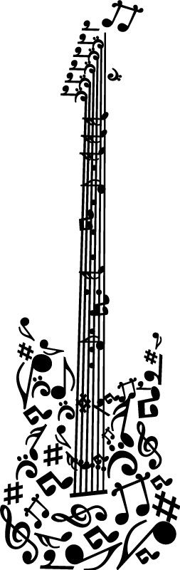 Poster musique guitare sur portée décorative - TenStickers