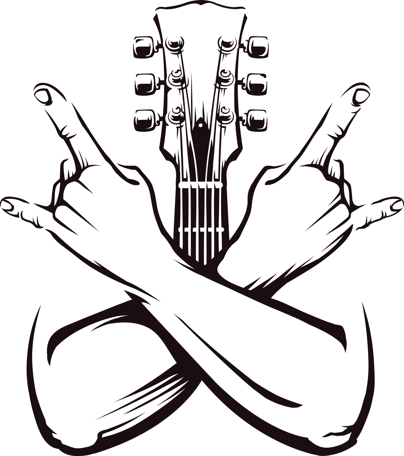 Poster musique signe rock mains croisées - TenStickers