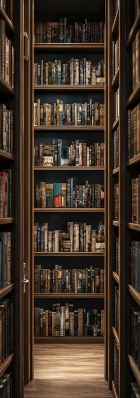Poster vintage couloir d'une bibliothèque - TenStickers
