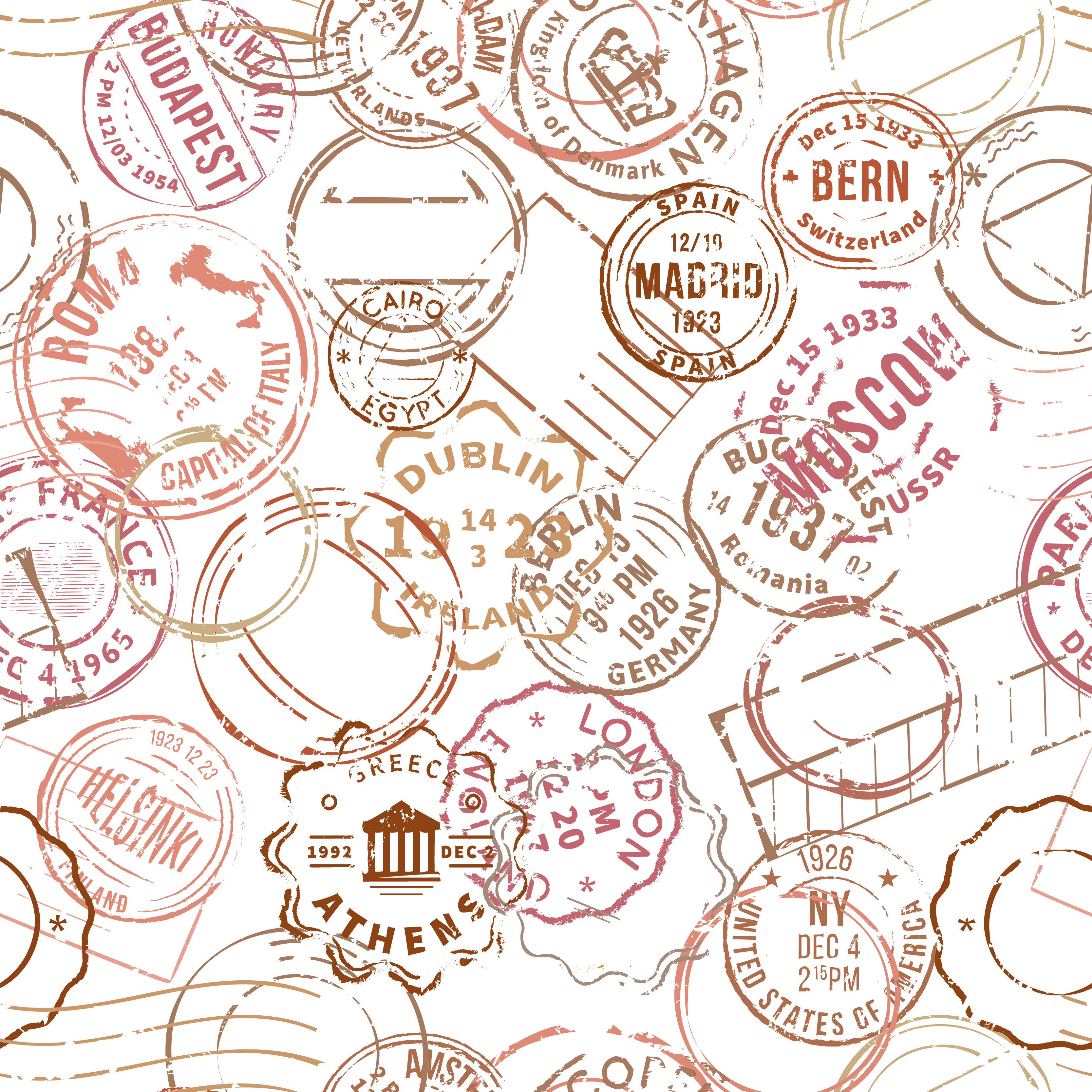 Poster vintage timbres rétro - TenStickers