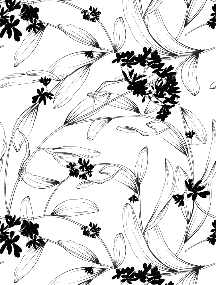 Poster vintage motif feuilles noires - TenStickers