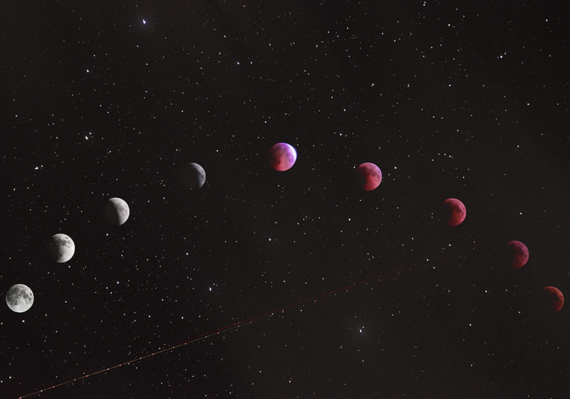 Poster paysages phases de lune avec fond galaxie - TenStickers