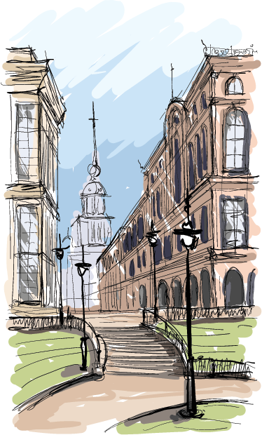 Poster paysages aquarelle parc urbain - TenStickers