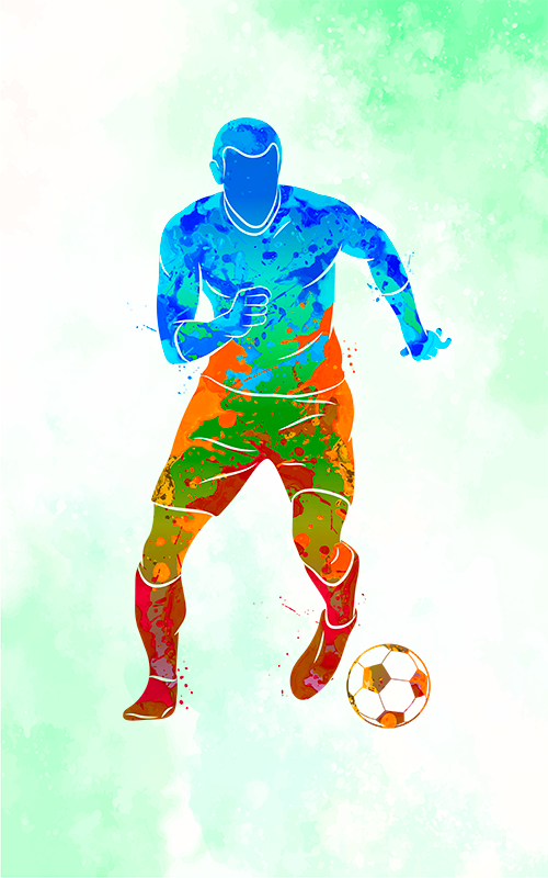 Poster football joueur aquarelle - TenStickers