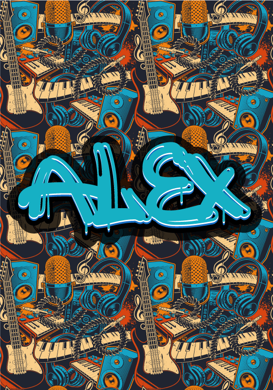 Affiche personnalisée de graffiti de musique rétro - TenStickers