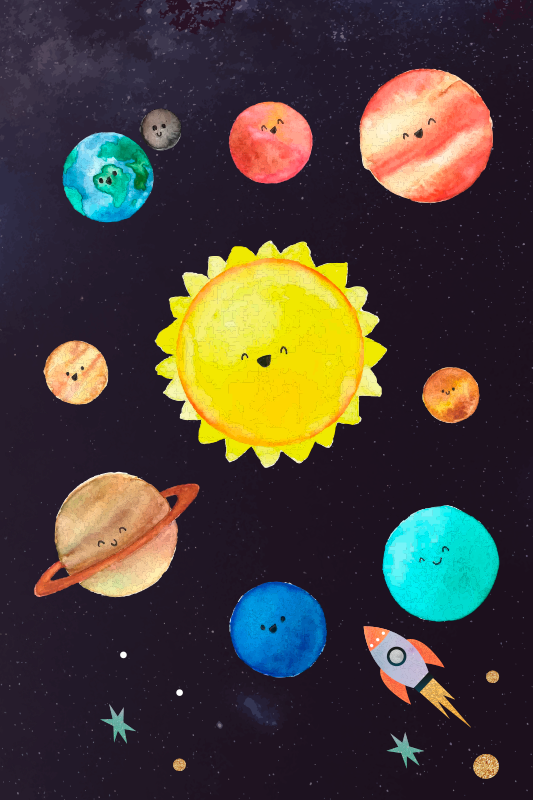 Poster chambre enfant le système solaire pour les enfants est com - TenStickers