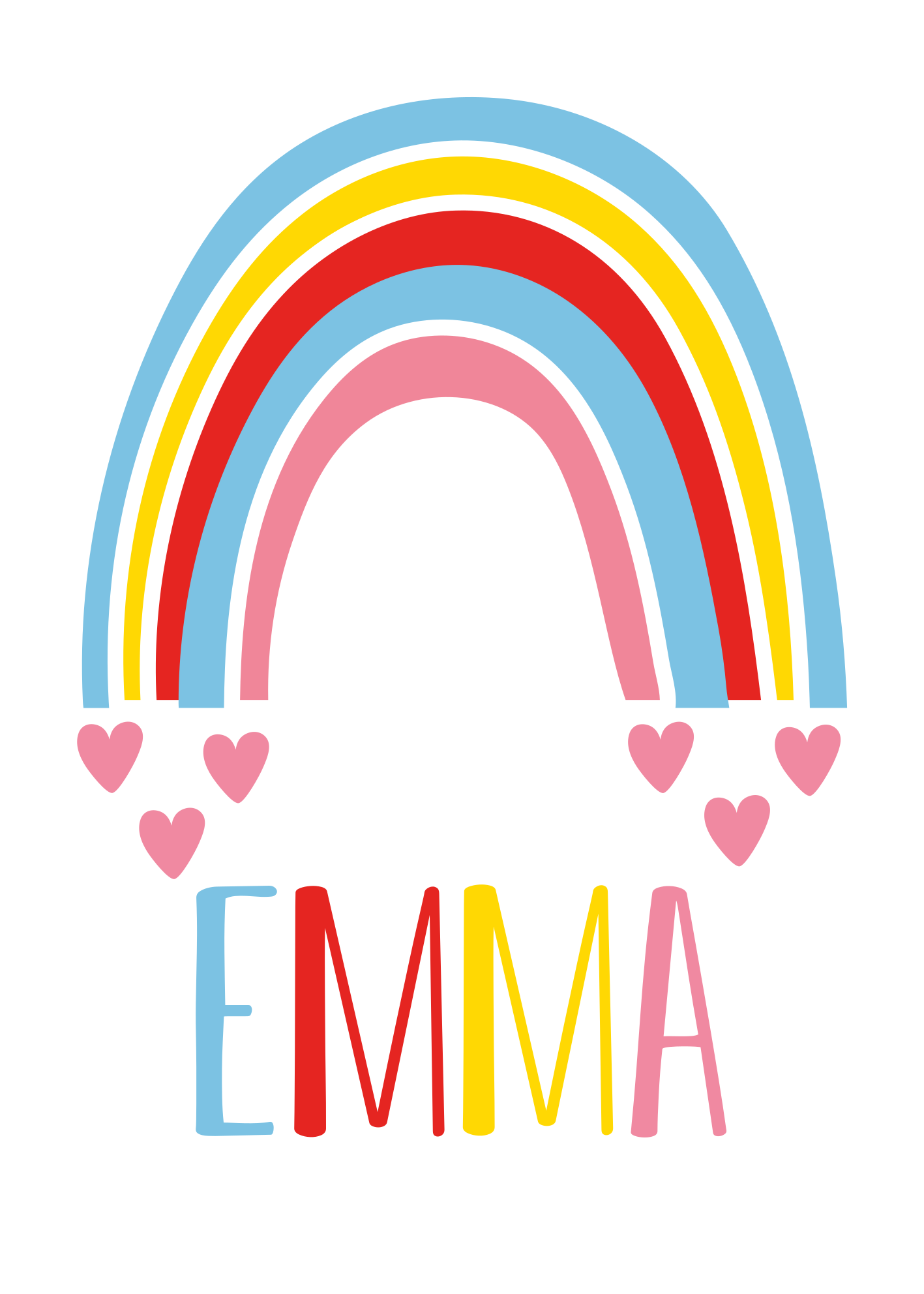 Arc-en-ciel avec affiche de nom personnalisée - TenStickers