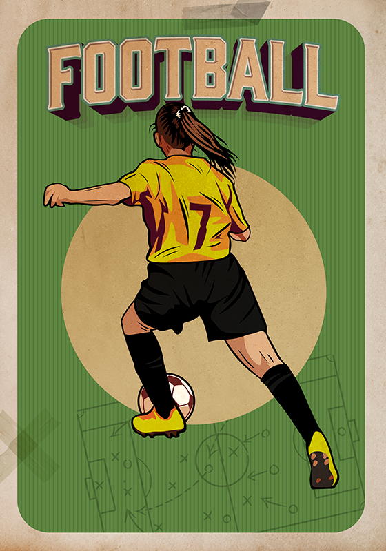 Affiche rétro de football féminin - TenStickers