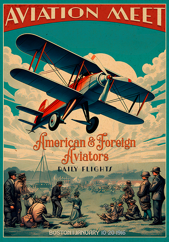 Poster vintage rencontre d'aviation - TenStickers